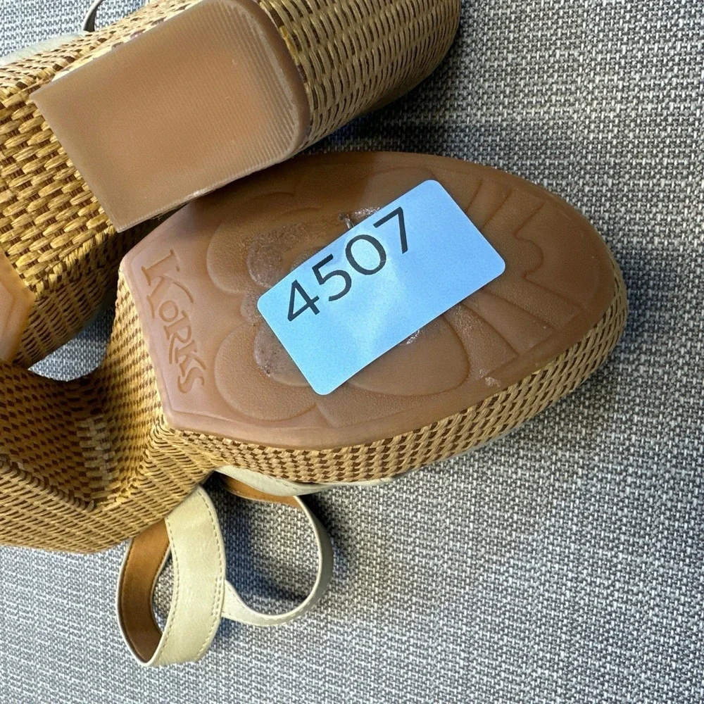 Korks Dee Basketweave Platform Sandals size 10M Beige Ankle Straps Summer